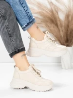 Pantofi Sport Dama din piele naturala 10785 CREAM | FRANCO GERARDO