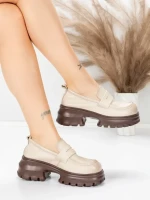 Pantofi Casual Dama din piele naturala 8307 CREAM | ADVANCER