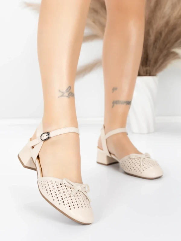 Sandale Dama din piele naturala 1215-1 CREAM | ADVANCER