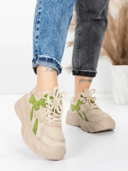 Pantofi Sport Dama din piele naturala 8255 GREEN | ADVANCER