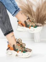 Pantofi Sport Dama din piele naturala HY8988-1 BROWN-GREEN | FRANCO GERARDO