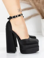 Pantofi cu Toc gros si Platforma 2SY12 BLACK | MEI