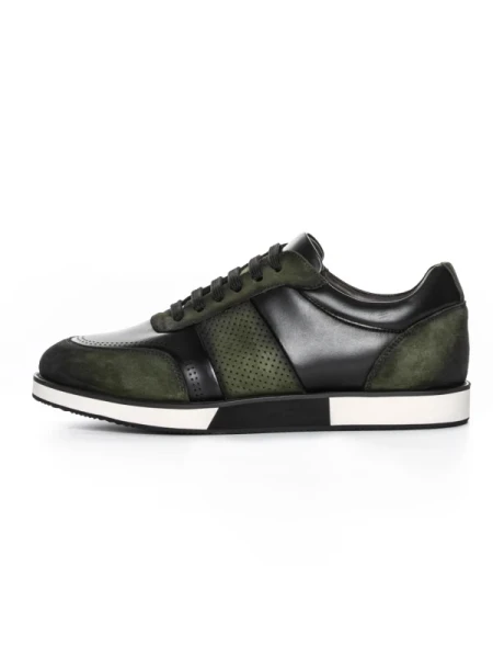 Pantofi Casual Barbati din piele naturala 528-77 GREEN-BLACK | ADVANCER