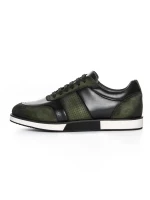 Pantofi Casual Barbati din piele naturala 528-77 GREEN-BLACK | ADVANCER