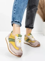 Pantofi Sport Dama din piele naturala KM9218 YELLOW-GREEN | ADVANCER