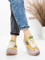 Pantofi Sport Dama din piele naturala KM9218 YELLOW-GREEN | ADVANCER