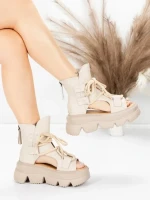 Sandale Dama din piele naturala 19685 CREAM | ADVANCER