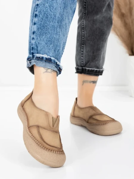 Pantofi Casual Dama din piele naturala KM5165 APRICOT | ADVANCER