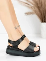 Sandale Dama din piele naturala 25069 BLACK | ADVANCER