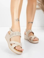 Sandale Dama din piele naturala 9573 CREAM | ADVANCER