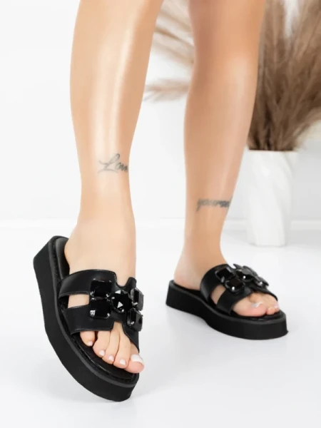 Papuci Dama din piele naturala 5SY33 BLACK | MEI