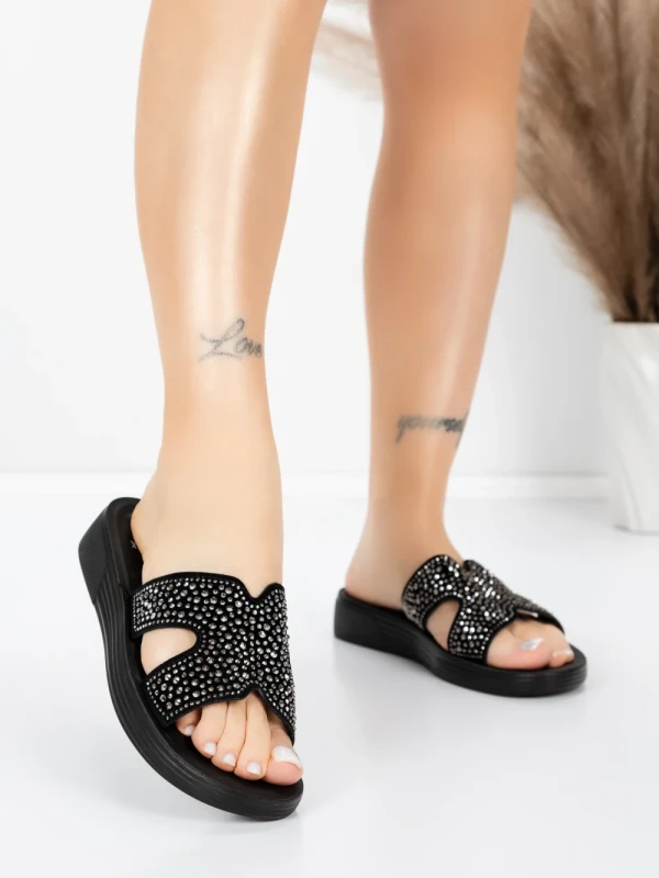 Papuci Dama cu Talpa Joasa 5XJ110 BLACK | MEI