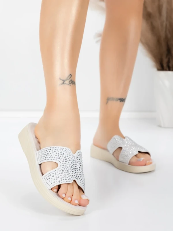 Papuci Dama cu Talpa Joasa 5XJ110 WHITE | MEI
