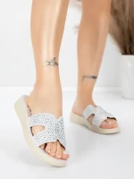 Papuci Dama cu Talpa Joasa 5XJ110 WHITE | MEI