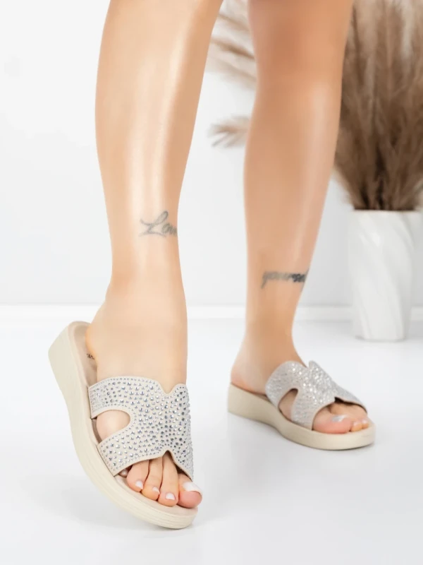 Papuci Dama cu Talpa Joasa 5XJ110 BEIGE | MEI