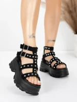 Sandale Dama cu Platforma 56WL31 BLACK | MEI