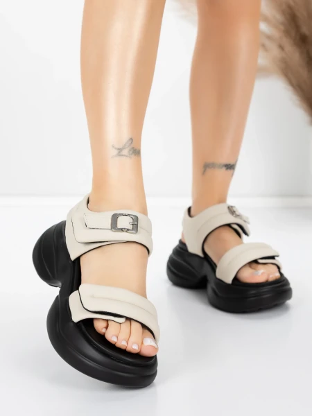 ženski sandali iz pravega usnja 6818 Kremna | Advancer