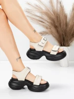 ženski sandali iz pravega usnja 6818 Kremna | Advancer