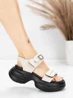 ženski sandali iz pravega usnja 6818 Kremna | Advancer