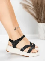 ženski sandali iz pravega usnja 032 Črna | Advancer