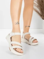 ženski sandali iz pravega usnja 032 Kremna | Advancer