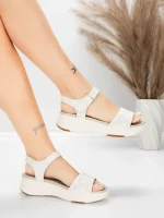 ženski sandali iz pravega usnja 037 Kremna | Advancer