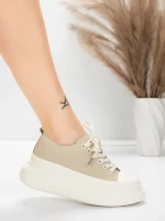 Ženski športni copati iz naravnega usnja 227802 Breskev | Advancer