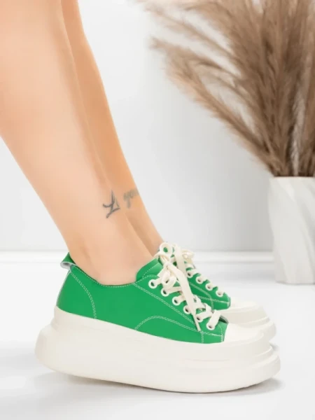 Ženski športni copati iz naravnega usnja 227802 Zelena | Advancer