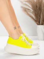 Ženski športni copati iz naravnega usnja 227802 Limonasto rumena | Advancer