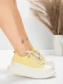 Ženski športni copati iz naravnega usnja 227802 Svetlo rumena | Advancer