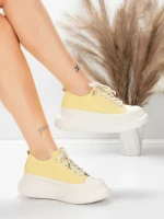 Ženski športni copati iz naravnega usnja 227802 Svetlo rumena | Advancer