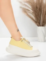 Ženski športni copati iz naravnega usnja 227802 Svetlo rumena | Advancer