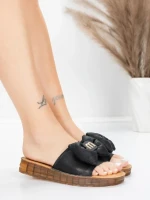 Ženski copati iz pravega usnja 28118 Črna | Advancer