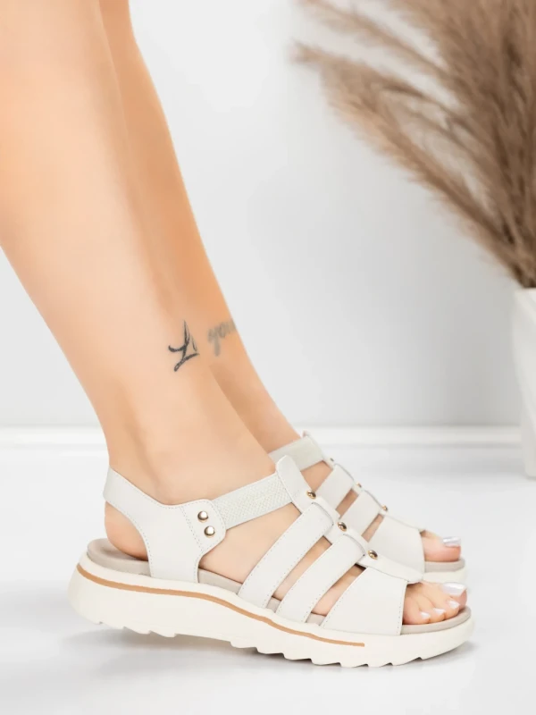 ženski sandali iz pravega usnja 3FR035 Kremna | Advancer