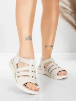 ženski sandali iz pravega usnja 3FR035 Kremna | Advancer