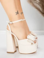 Ženski sandali z debelo peto in platformo 3KV52 Bež | Mei