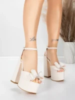 Ženski sandali z debelo peto in platformo 3KV52 Bež | Mei