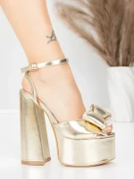 Ženski sandali z debelo peto in platformo 3KV52 Zlata | Mei