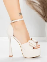 Ženski sandali s tanko peto in platformo 5DC39 Bež | Mei
