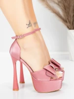 Ženski sandali s tanko peto in platformo 5DC39 Roza | Mei