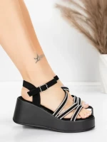 Ženski sandali s platformo 5H78 Črna | Mei