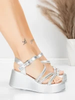 Ženski sandali s platformo 5H78 Srebrna | Mei