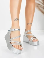 Ženski sandali s platformo 5H78 Srebrna | Mei