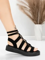 Ženski sandali z nizkim podplatom 5H79 Črna | Mei