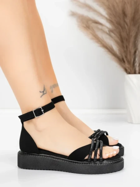 Ženski sandali z nizkim podplatom 5H81 Črna | Mei