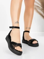 Ženski sandali z nizkim podplatom 5H81 Črna | Mei