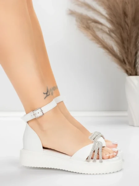 Ženski sandali z nizkim podplatom 5H81 Bela | Mei