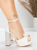 Ženski sandali z debelo peto in platformo 5KV71 Bela | Mei