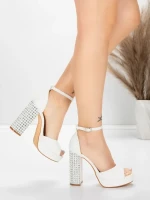 Ženski sandali z debelo peto in platformo 5KV71 Bela | Mei