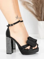 Ženski sandali z debelo peto in platformo 5KV72 Črna | Mei